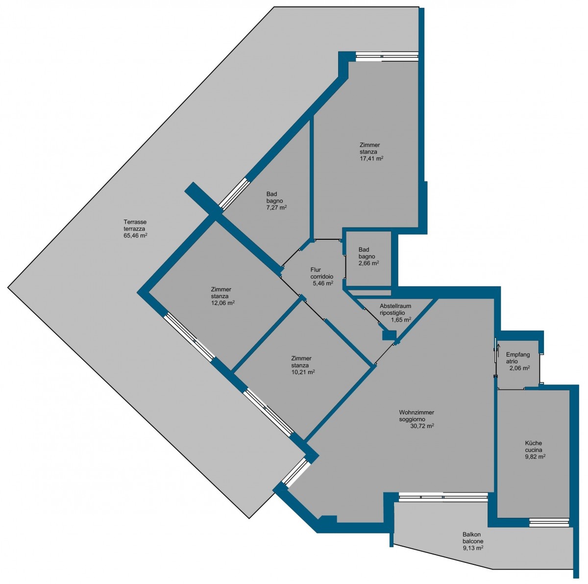 Bozen-Zentrum - 100 m² Attikawohnung mit großer Terrasse in Zentrumnähe
