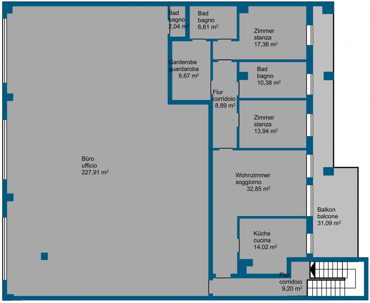 Bozen - Große Halle mit Büroflächen, Lager, Wohnung und Dachterrasse
