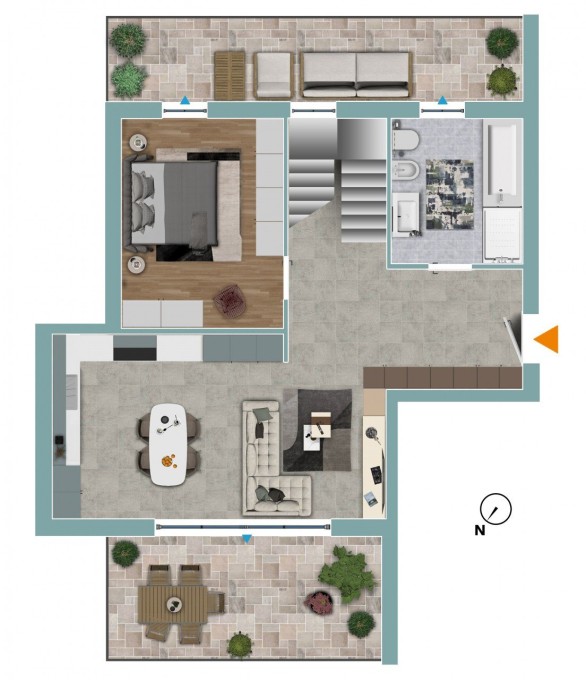 Neue Vier-Zimmer-Wohnung auf zwei Ebenen