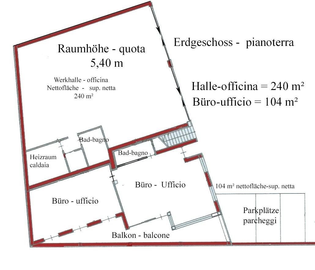 Handwerkerzone Burggrafenamt, Halle, Büro und Wohnung