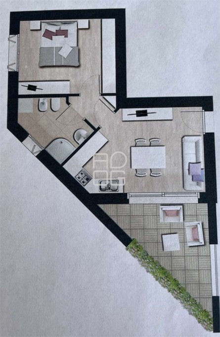 Zwei-Zimmer-Wohnung mit großer Terrasse