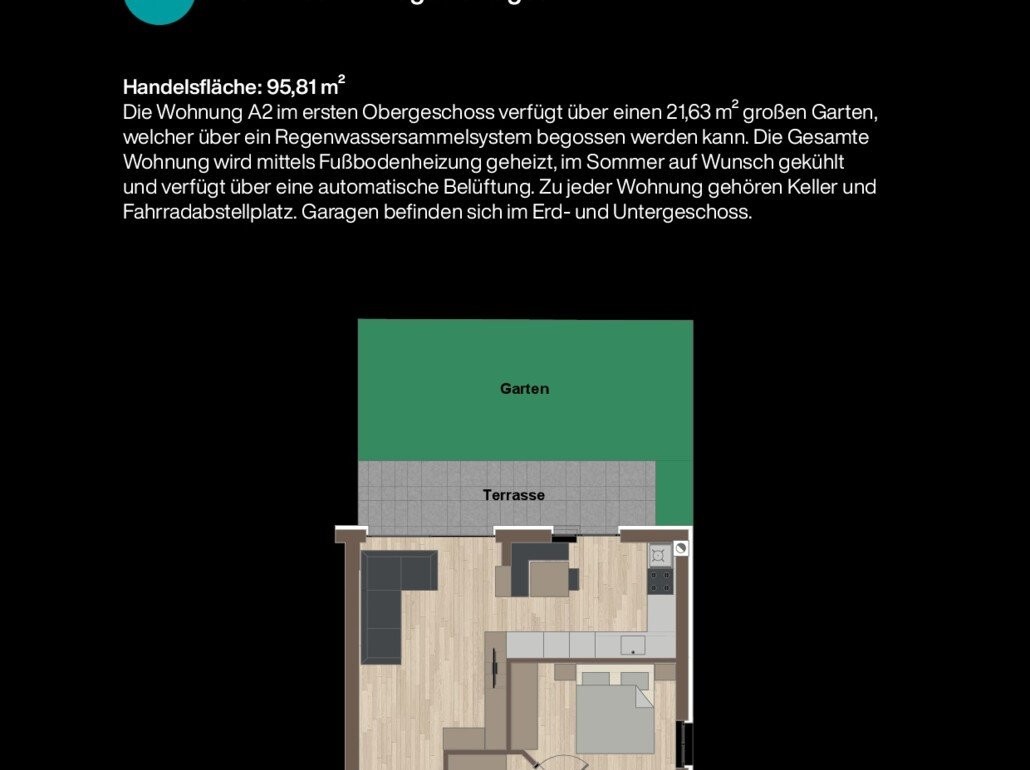 A2: Neue Dreizimmerwohnung mit Terrasse und Privatgarten
