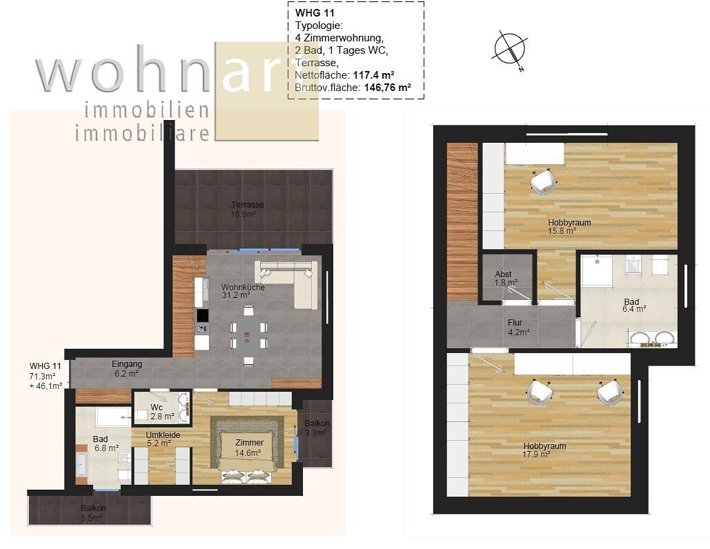 Appartamento duplex in vendita in un nuovo complesso residenziale a Montagna