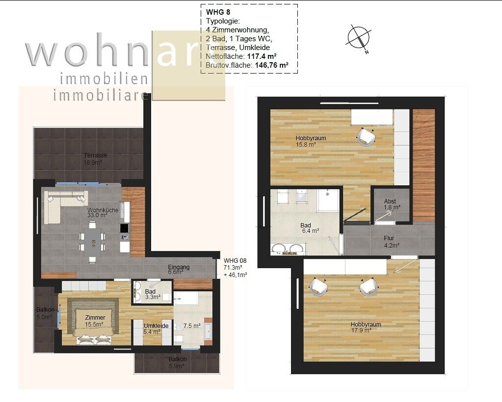 Charmante Duplexwohnung in Neubauprojekt in Montan zum Verkauf