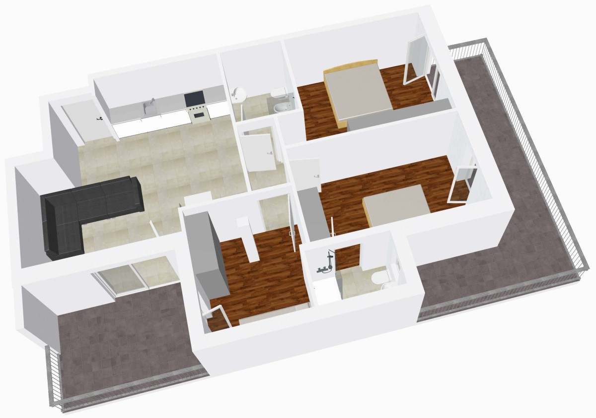 Nuovo appartamento con terrazza e balcone