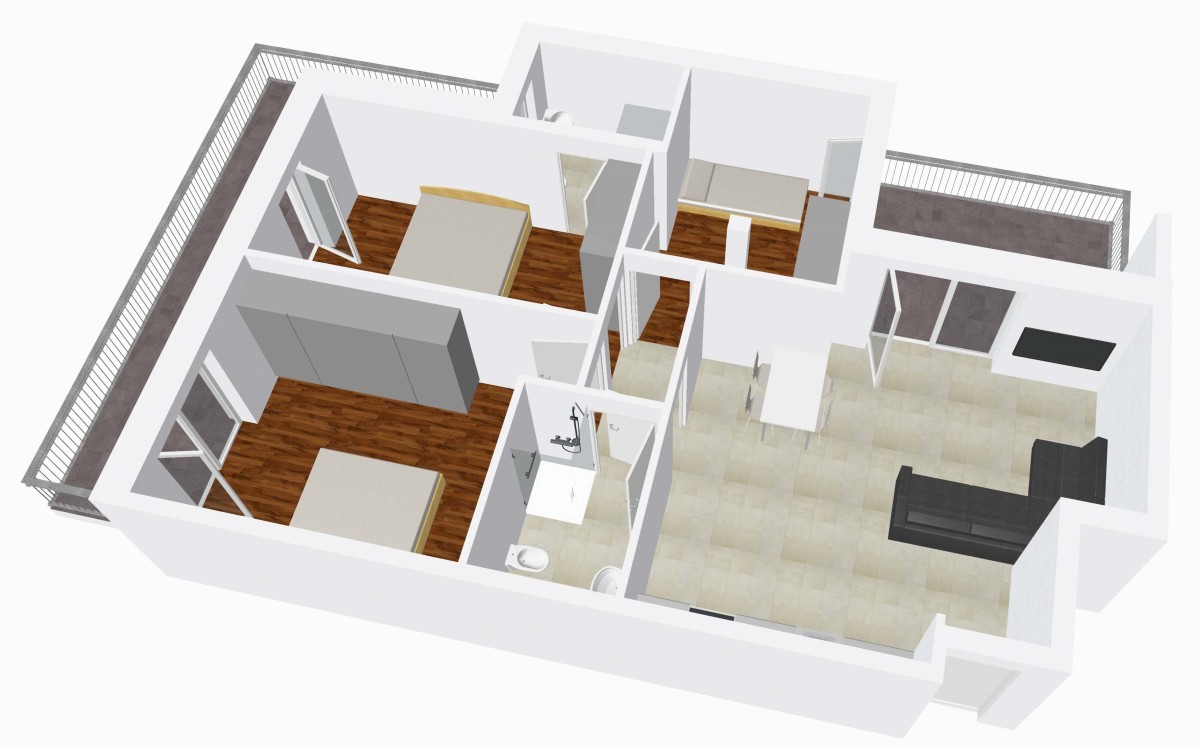 Nuovo appartamento con terrazza e balcone