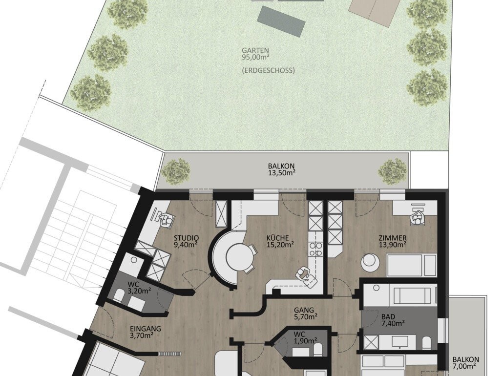 Bellissimo appartamento cinque locali ristrutturato a nuovo con balconi e ampio giardino privato