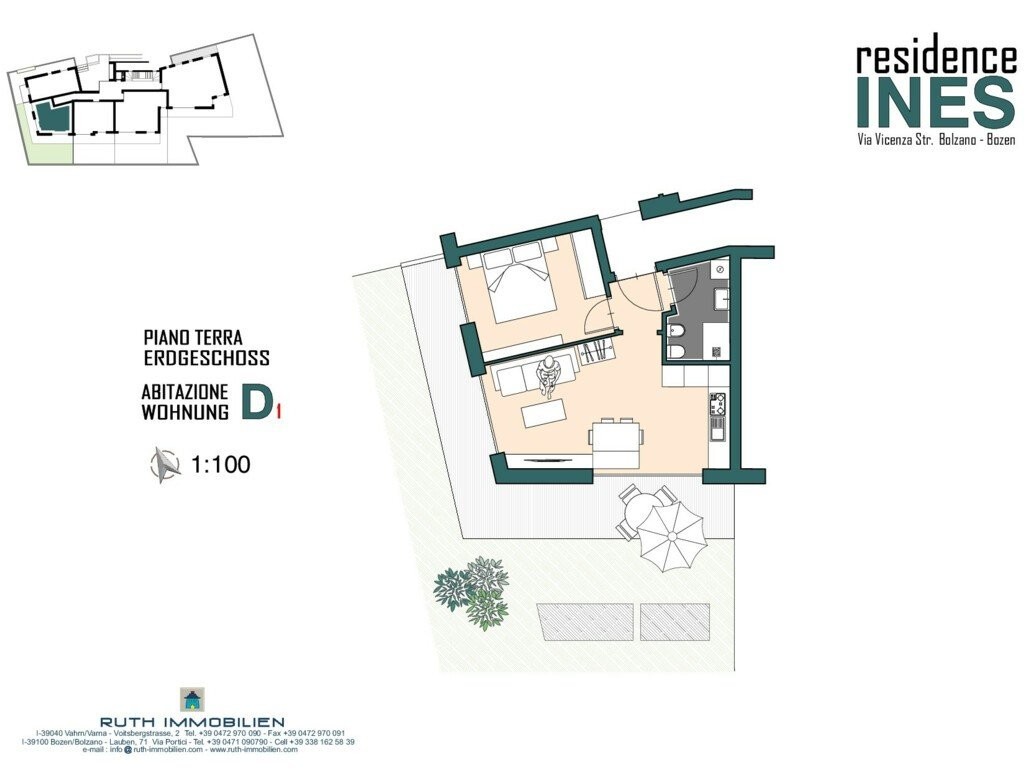 D1: Neue, große Zweizimmerwohnung mit Terrasse und großem Privatgarten