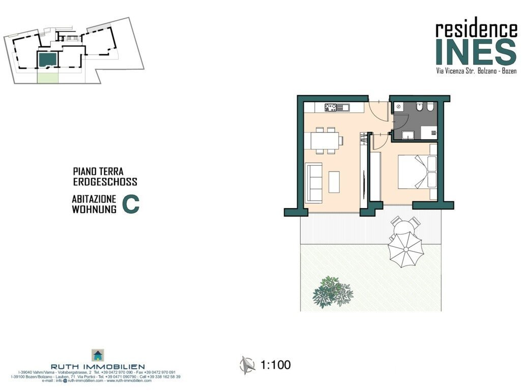 C: Neue, große Zweizimmerwohnung mit Terrasse und Privatgarten