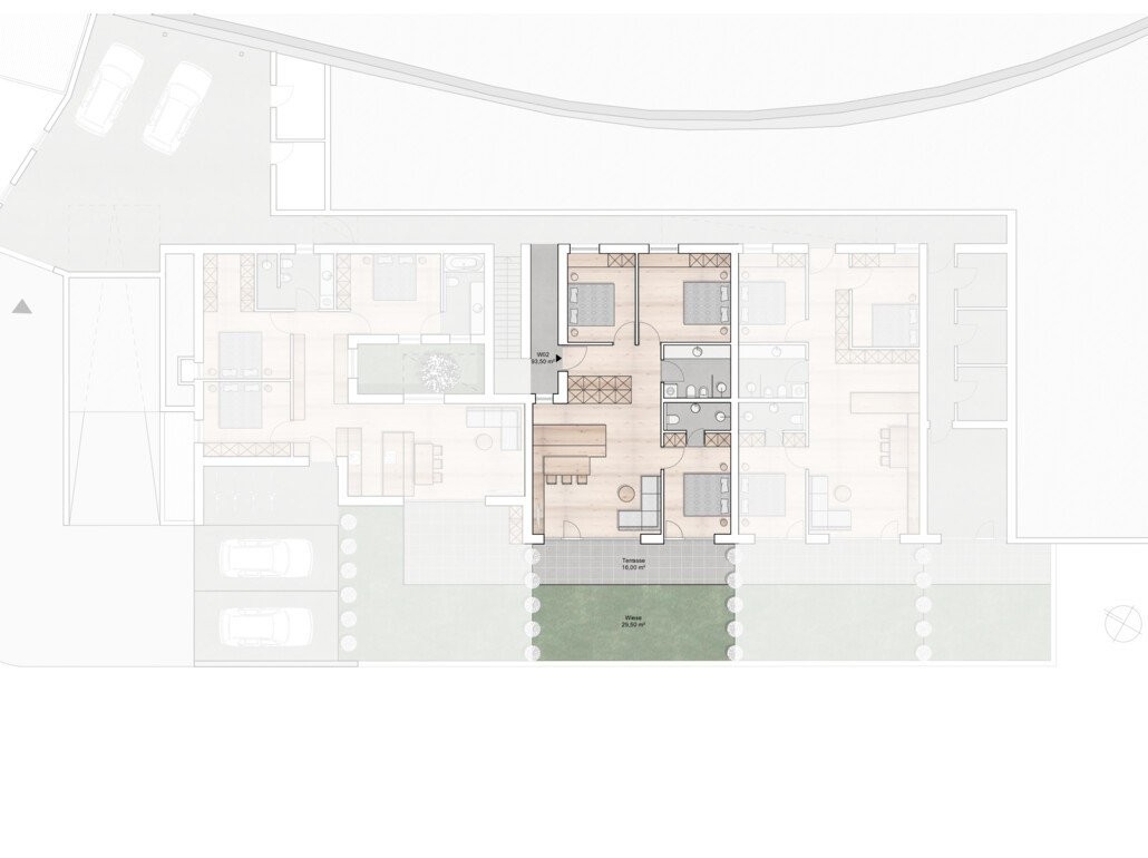 W02: Nuovo appartamento spazioso 4 vani con terrazza e giardino privato in posizione soleggiata