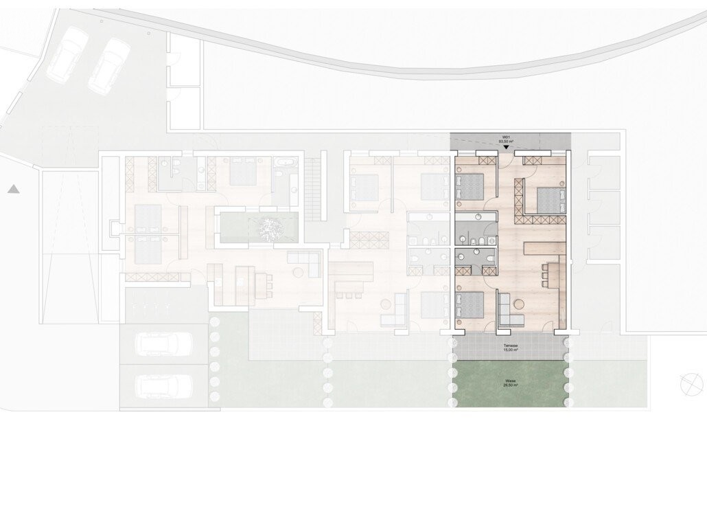 W01: Nuovo appartamento spazioso 4 vani con terrazza e giardino privato in posizione soleggiata
