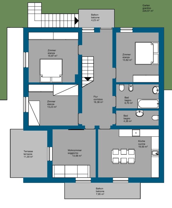 Spazioso appartamento duplex in posizione soleggiata e tranquilla