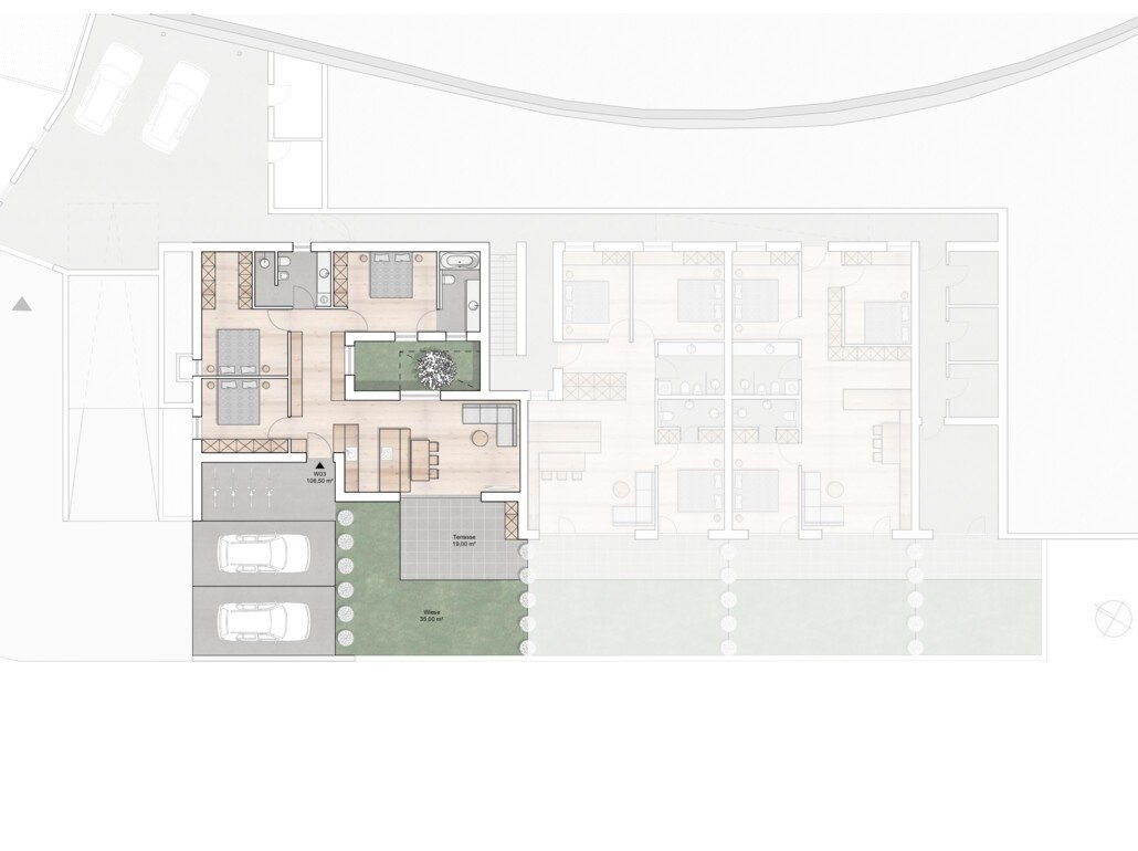 W03: Große Neubau-4-Raum-Eckwohnung mit Terrasse und Privatgarten in sonniger Position