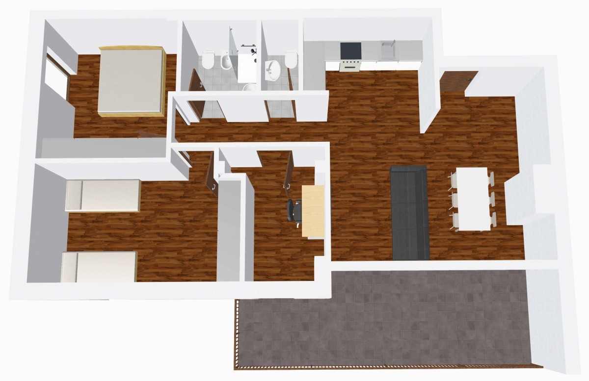 Helle 3-Zimmer Wohnung mit Studio und Terrasse
