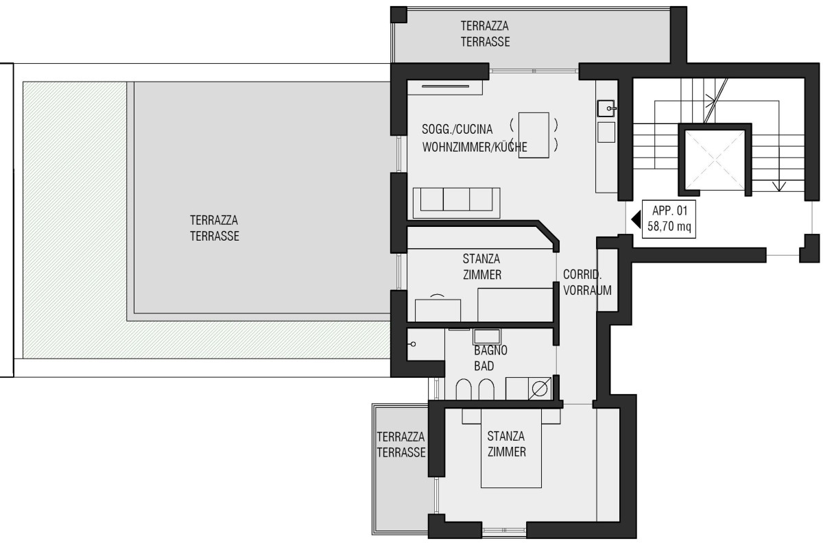 Bozen - Neue 3-Zimmer Wohnung mit großer Terrasse in der Parkstraße!