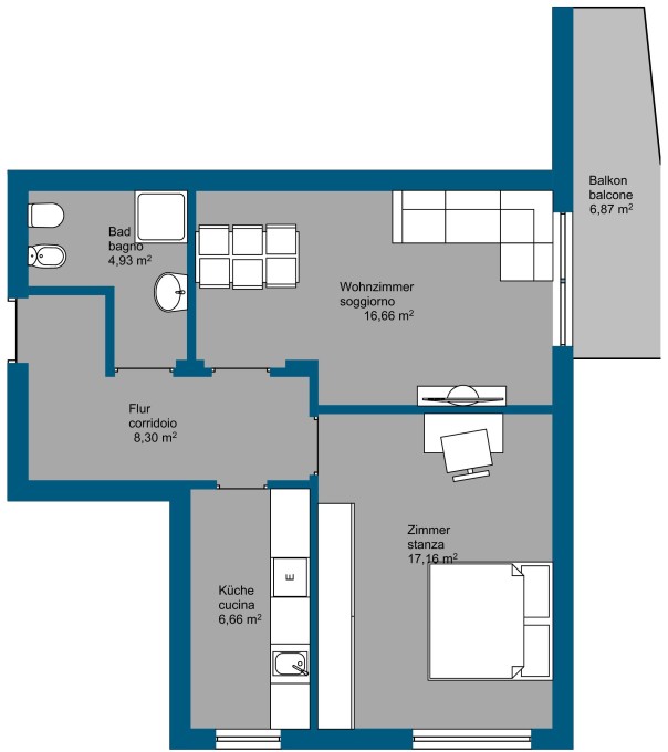 Meran - Investition: vermietete 2-Zimmer Wohnung mit Balkon!