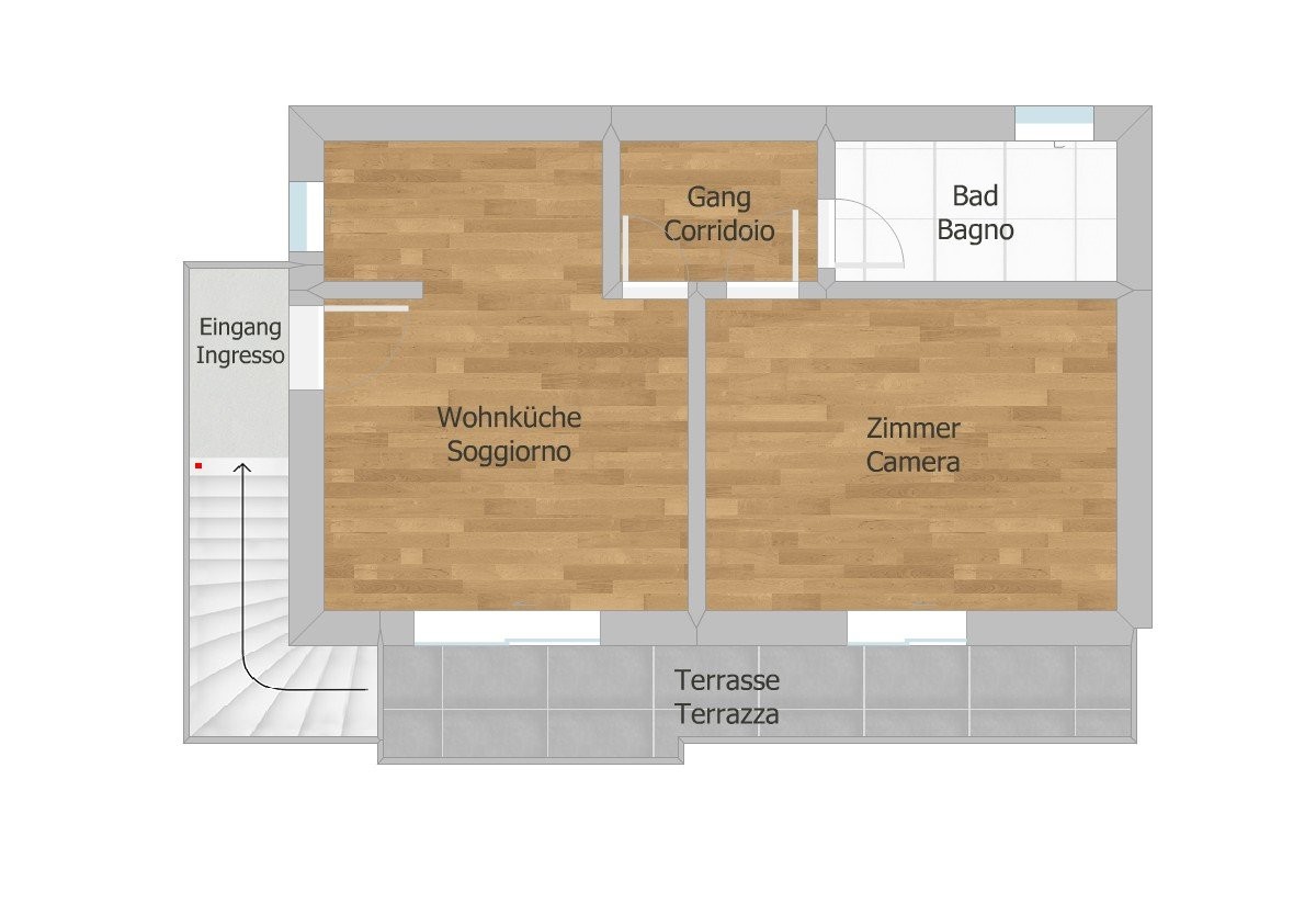 SIRMIONE, GARDASEE: Gemütliche 2-Zimmer-Wohnung im 1.Stock mit kleinen privaten Garten nur 10-Fußminuten vom See entfernt