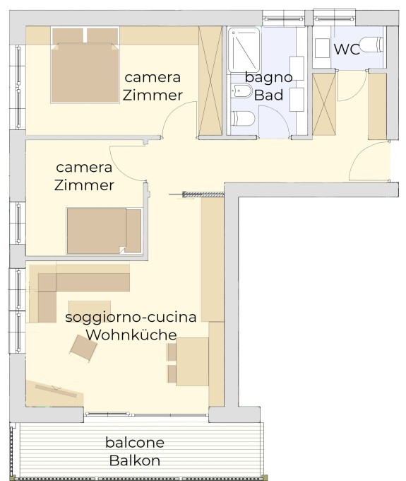 W3 - Trilocale con due bagni al primo piano