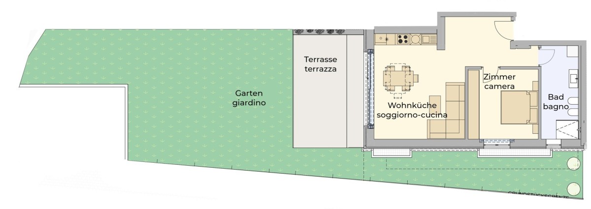 W3 - Zweizimmerwohnung mit Terrasse und Garten