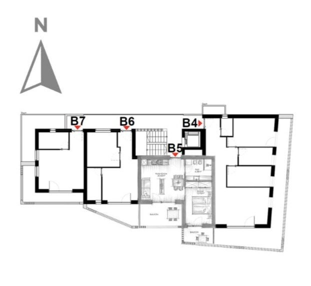 B5 - Zweizimmerwohnung mit zwei Balkonen