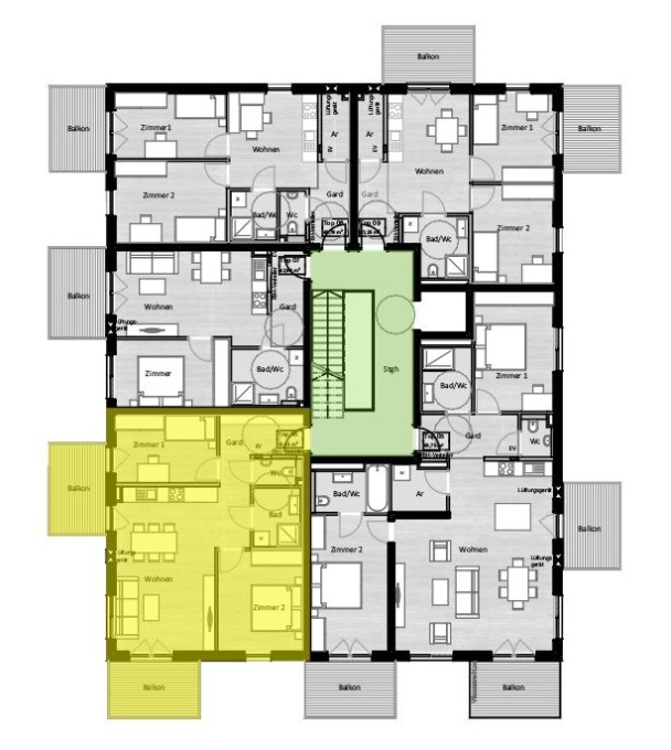 A 06 - Dreizimmerwohnung mit zwei Balkonen
