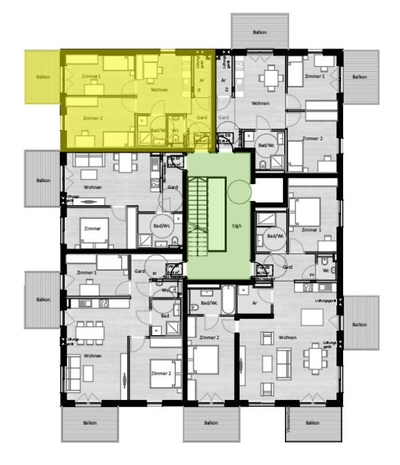 A 08 - Dreizimmerwohnung im 1. Obergeschoss