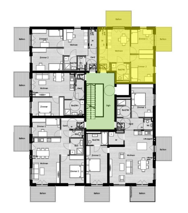 A 09 - Dreizimmerwohnung mit zwei Balkonen