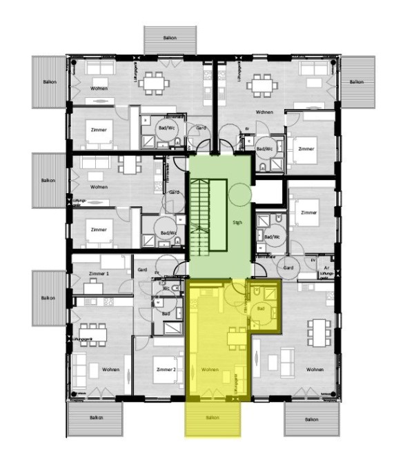 A 11 - Einzimmerwohnung im 2. Obergeschoss