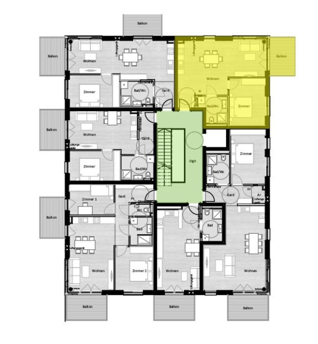 A 15 - Zweizimmerwohnung im 2. Obergeschoss