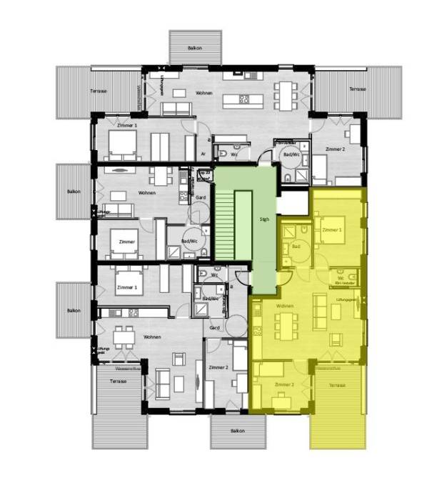A 21 - Dreizimmerwohnung mit Südterrasse
