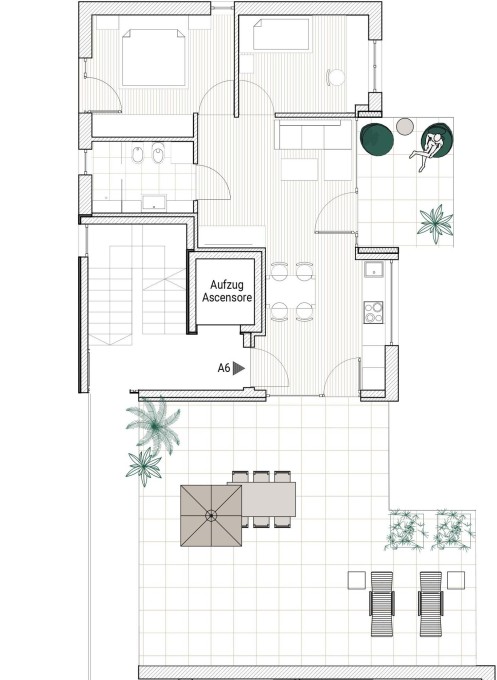 A6 - Dreizimmerwohnung im 2. OG mit exklusiver Dachterrasse