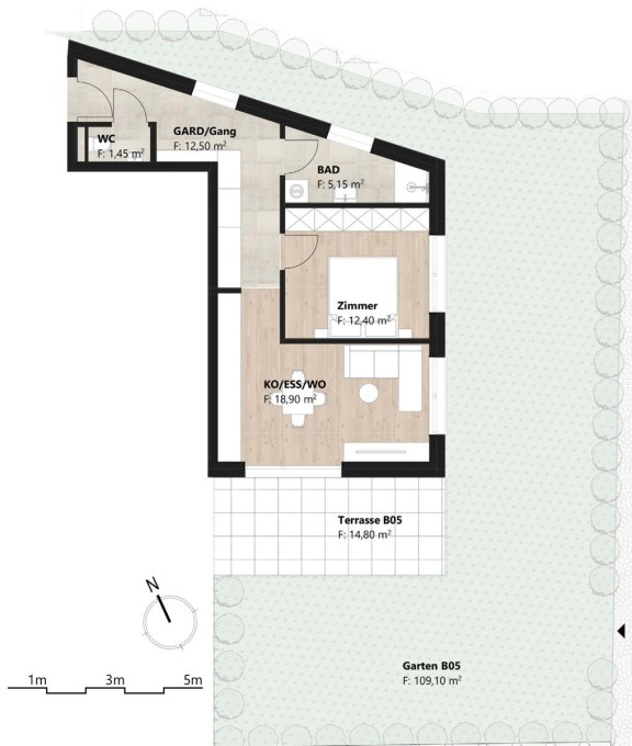 B05 - Zweizimmerwohnung mit großem Garten