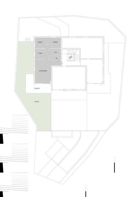 Konventionierte Dreizimmerwohnung mit Studio und großem Garten