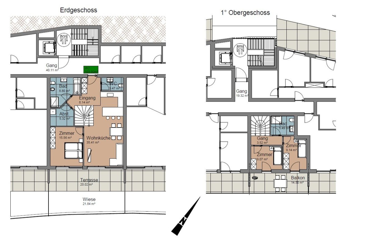 A2 - Duplexwohnung mit Garten, Terrasse und Balkon