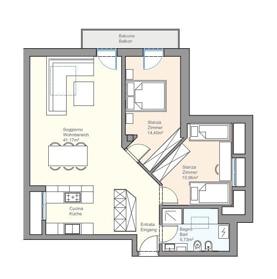 Drei-Zimmer-Dachgeschosswohnung mit modernem Design.