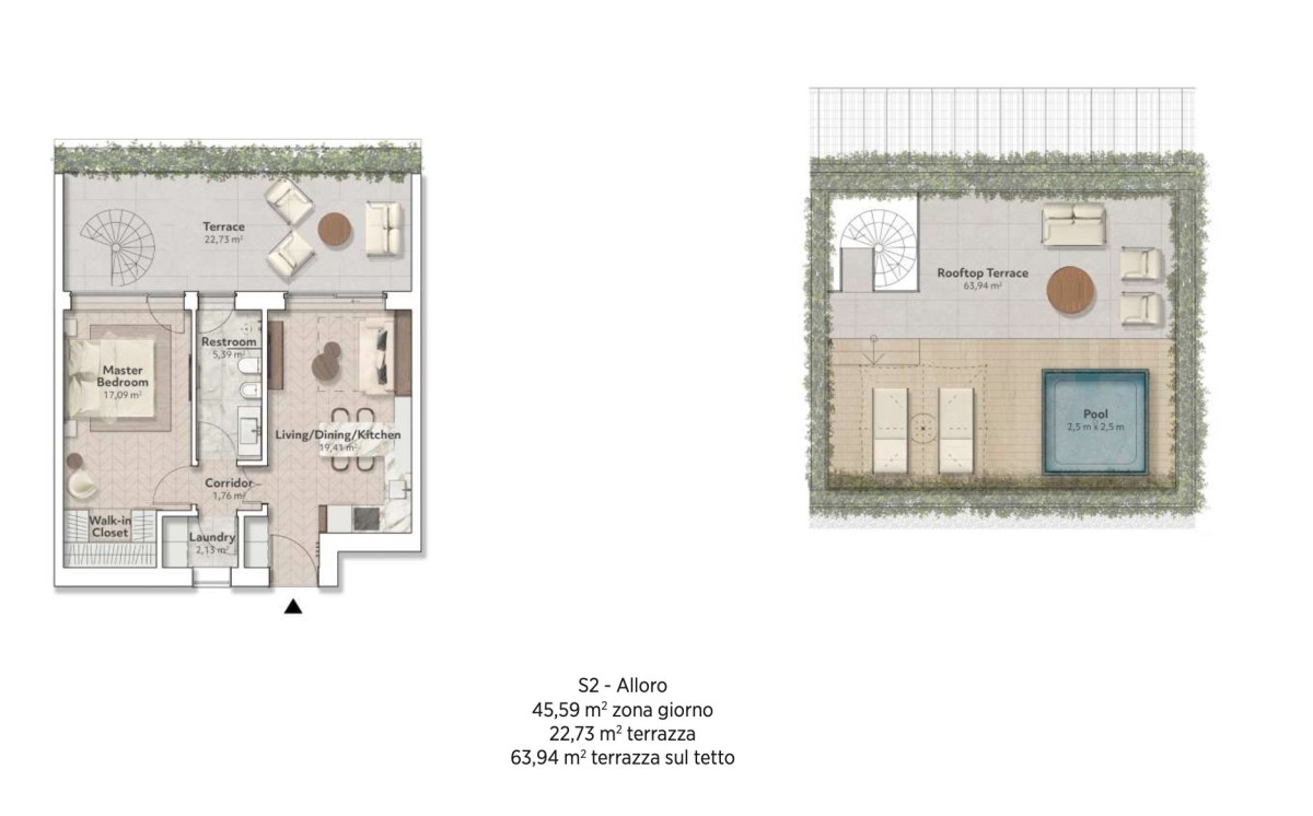 Alloro - Zweizimmer-Penthouse mit Dachterrasse