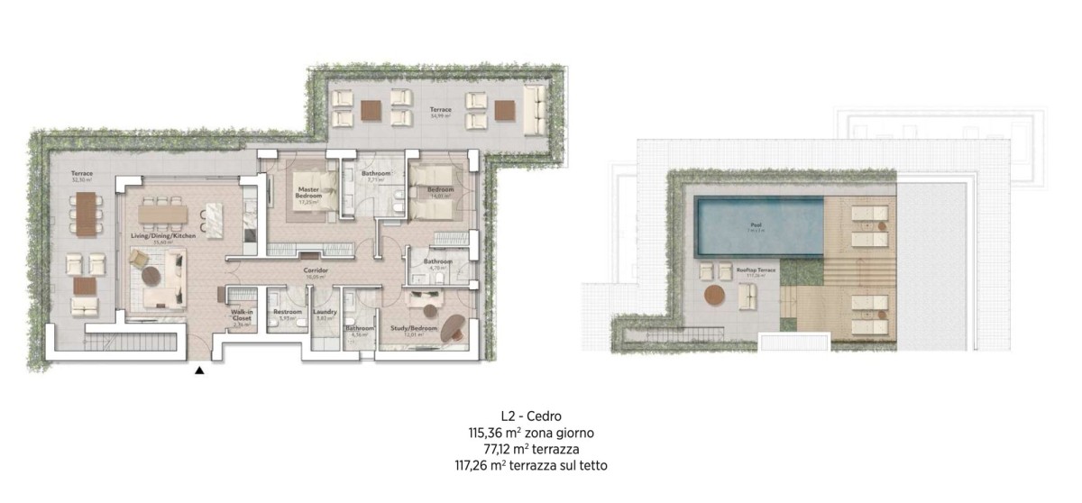 Cedro - Vierzimmer-Penthouse mit Dachterrasse