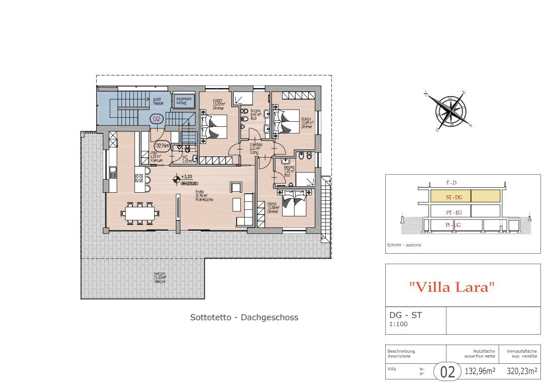 Villa Lara - Vierzimmer-Penthouse mit Seeblick und Dachterrasse