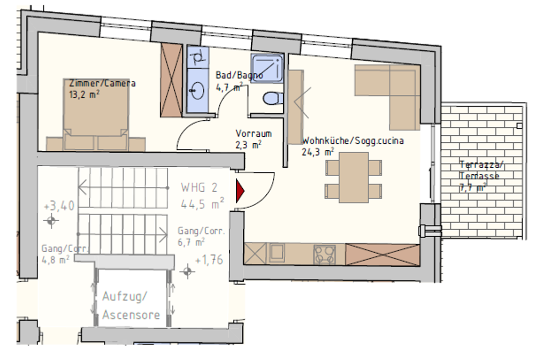 Auer - 2-Zimmer Wohnung mit Terrasse