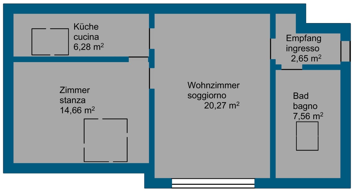 Marling - Geräumige 2-Zimmer Wohnung im letzten Stock
