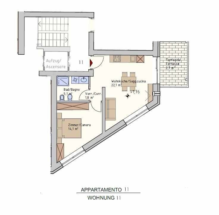 Auer, Neubau – Einzimmer-, Zweizimmer- und Dreizimmerwohnu